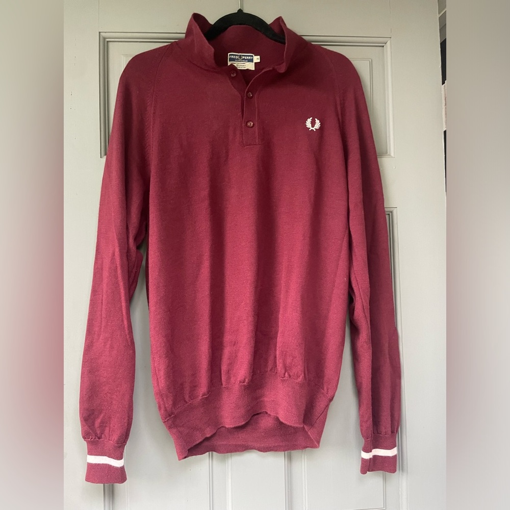 Vintage Fred Perry Sportswear Pullover Jumper Sweatshirt Polo Neck Made In Italy